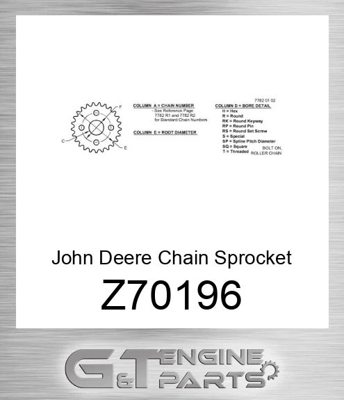 Z70196 John Deere Chain Sprocket Z70196
