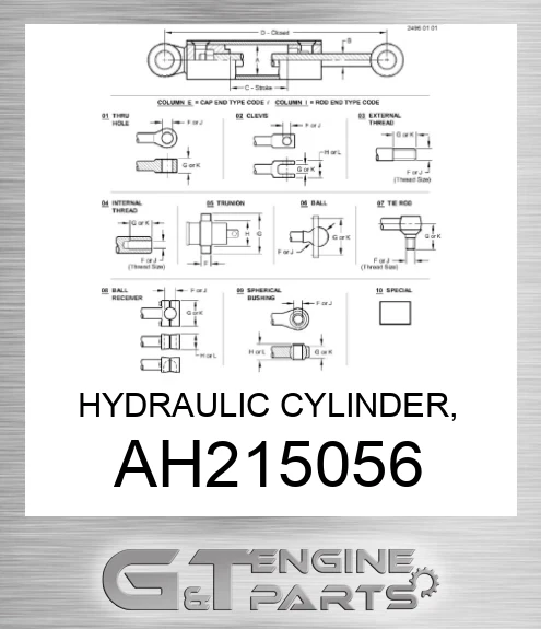 AH215056 HYDRAULIC CYLINDER, 100X50-495,924