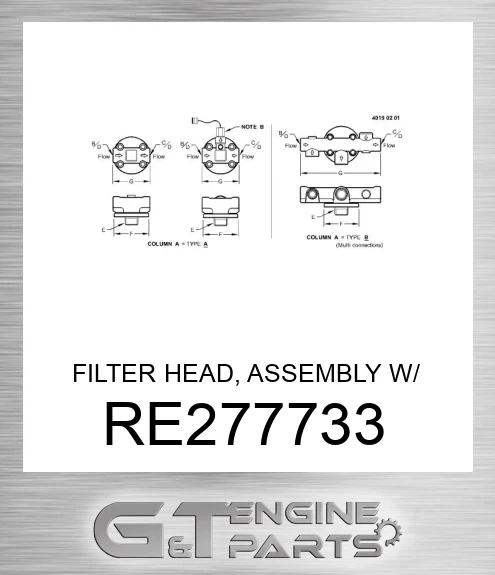 RE277733 FILTER HEAD, ASSEMBLY W/ FILTER
