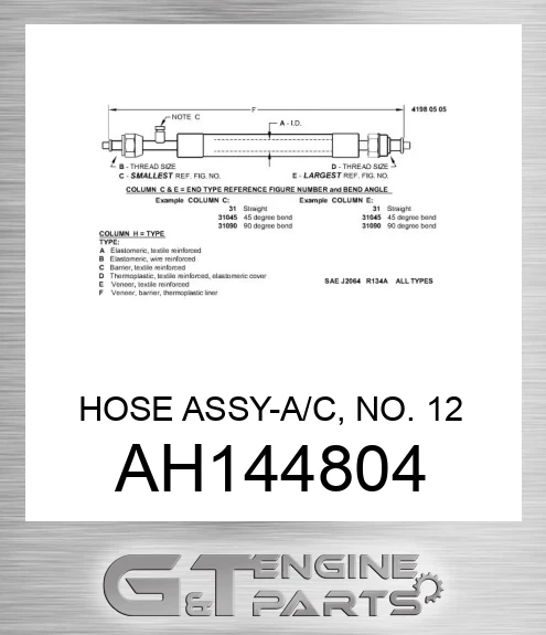 AH144804 HOSE ASSY-A/C, NO. 12
