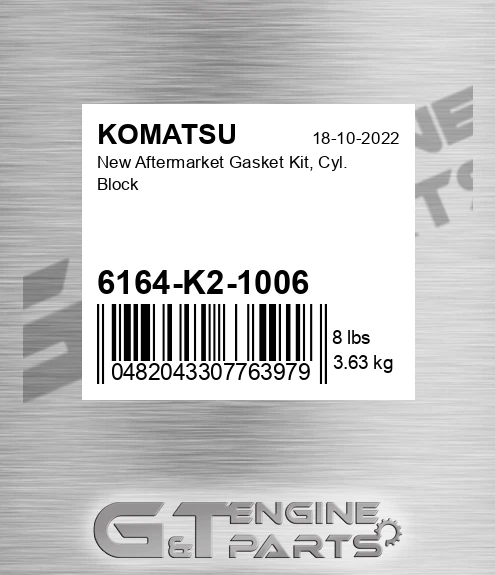 6164-K2-1006 New Aftermarket Gasket Kit, Cyl. Block
