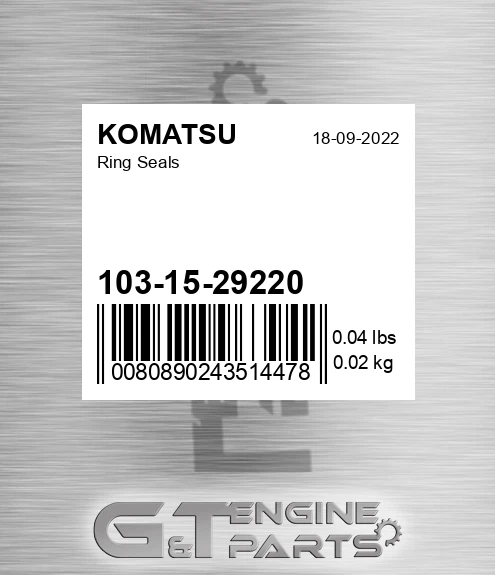 103-15-29220 Ring Seals for KOMATSU