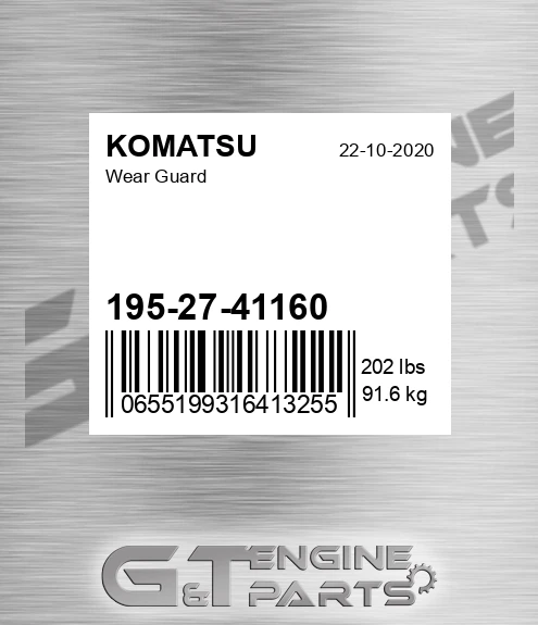 195 27 41160 Wear Guard made to fit Komatsu Price 1 494.13