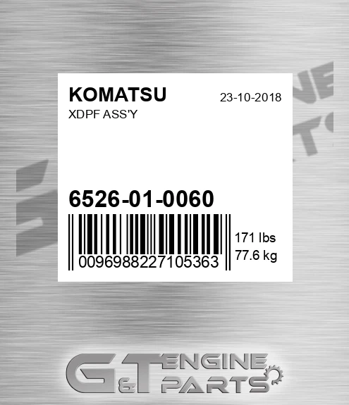 6526 01 0060 XDPF ASS Y made to fit KOMATSU WARRANTY Price 29 958