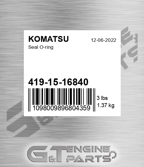 Komatsu Seal O-Ring, 419-70-11410