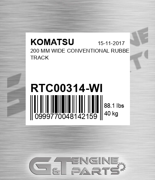 RTC00314-WI 200 MM WIDE CONVENTIONAL RUBBER TRACK