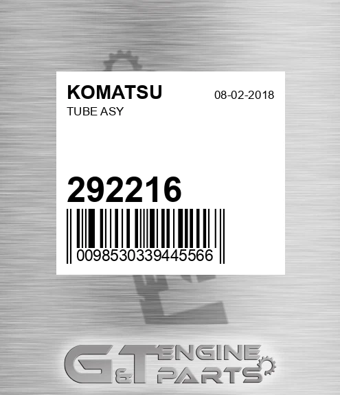 292216 TUBE ASY made to fit Komatsu | Price: $653.30.