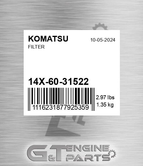 14X-60-31522 Filter for KOMATSU