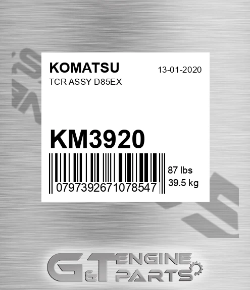 KM3920 TCR ASSY D85EX