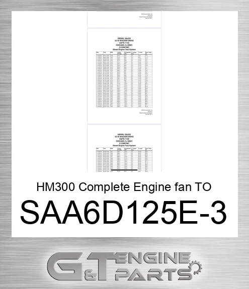SAA6D125E-3 HM300 Complete Engine fan TO Flywheel