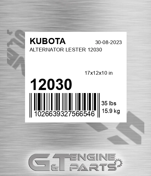 12030 ALTERNATOR LESTER made to fit KUBOTA | Price: $277.02