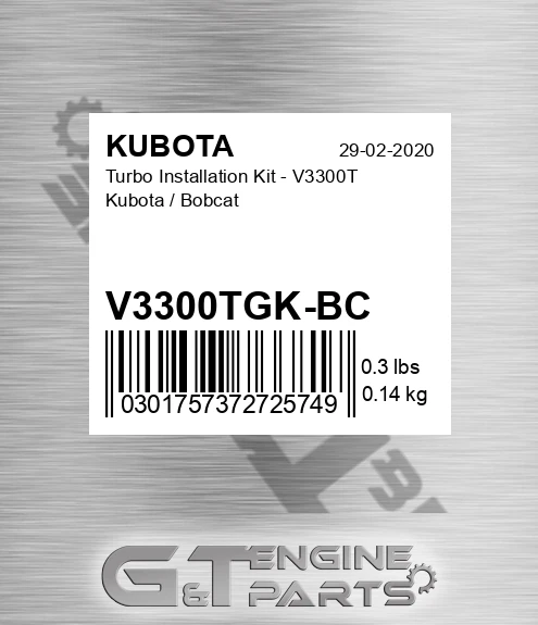 V3300TGK-BC Turbo Installation Kit - V3300T / Bobcat