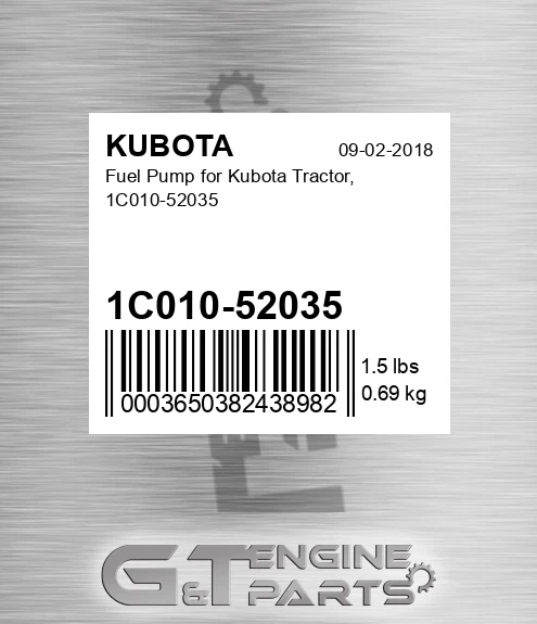 1C010-52035 Fuel Pump for Kubota Tractor, 1C010-52035
