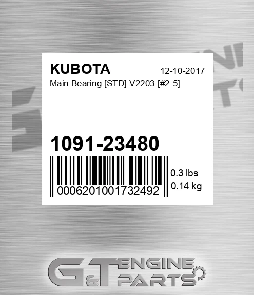 1091-23480 Main Bearing [STD] V2203 [#2-5]