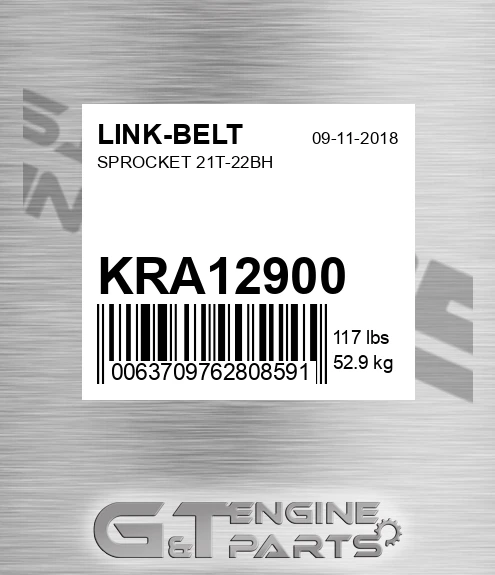 KRA12900 Sprocket 21t-22bh for LINK-BELT