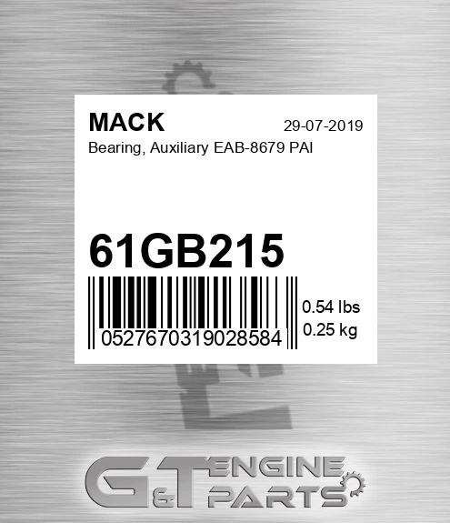 61GB215 Bearing, Auxiliary EAB-8679 PAI