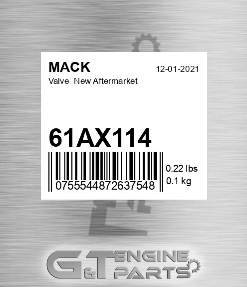 61AX114 Valve New Aftermarket
