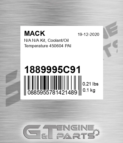 1889995C91 N/A N/A Kit, Coolant/Oil Temperature 450604 PAI