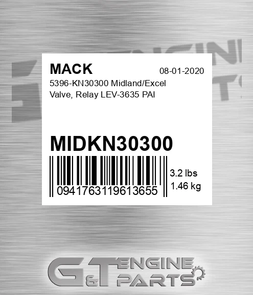 MIDKN30300 5396-KN30300 Midland/Excel Valve, Relay LEV-3635 PAI