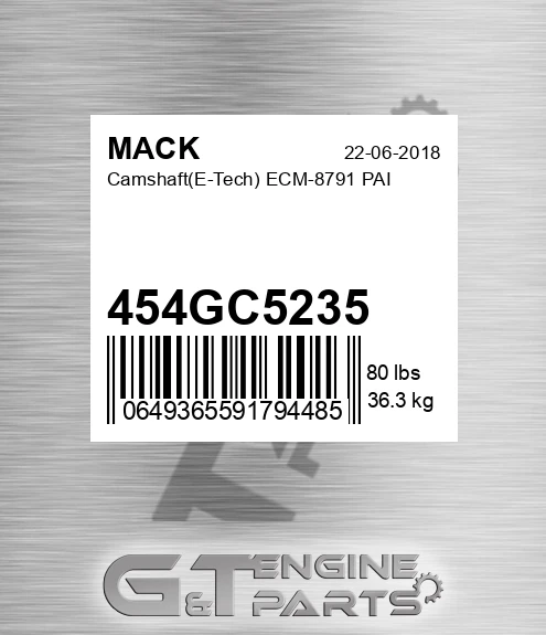 454GC5235 Camshaft E-Tech ECM-8791 PAI
