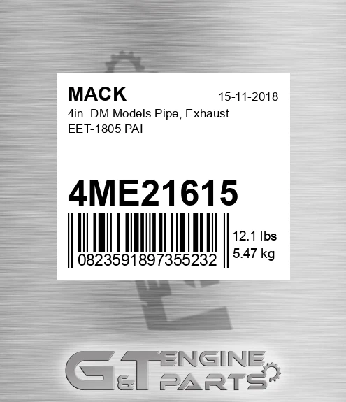 4ME21615 4in DM Models Pipe, Exhaust EET-1805 PAI