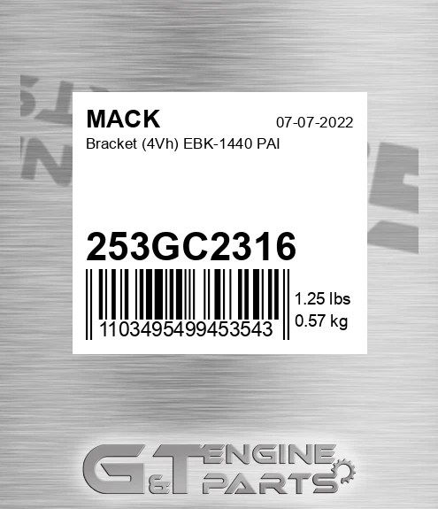 253GC2316 Bracket 4Vh EBK-1440 PAI