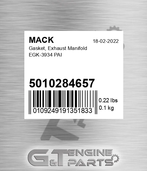 5010284657 Gasket, Exhaust Manifold EGK-3934 PAI