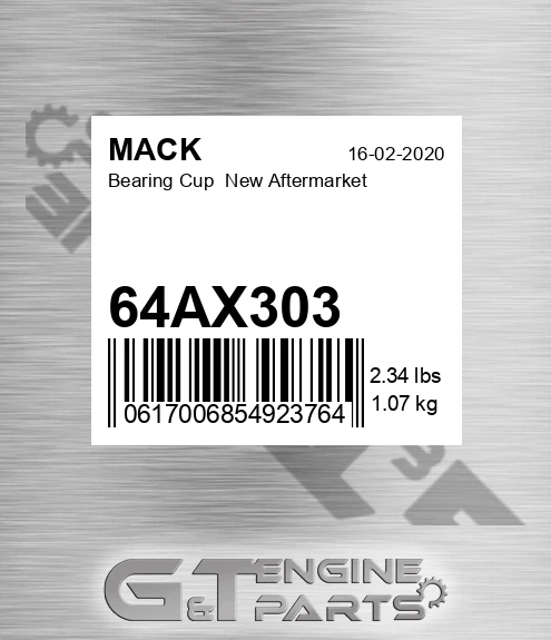 64AX303 Bearing Cup New Aftermarket