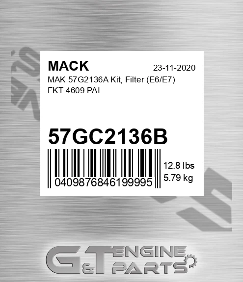 57GC2136B MAK 57G2136A Kit, Filter E6/E7 FKT-4609 PAI