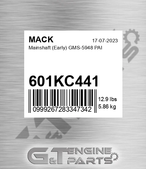 601KC441 Mainshaft Early GMS-5948 PAI