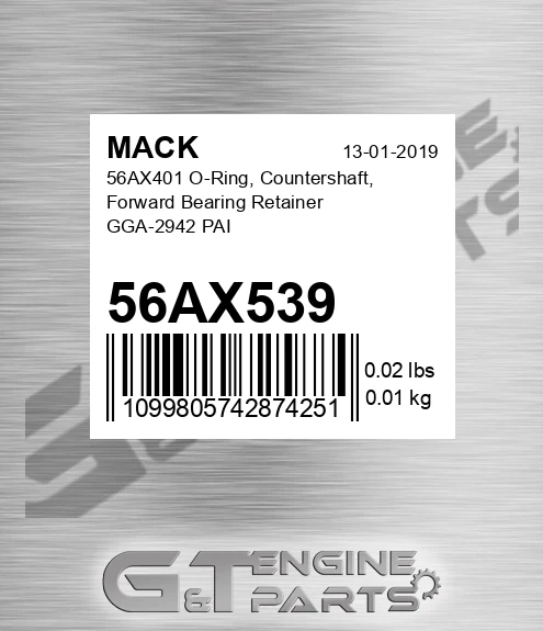 56AX539 56AX401 O-Ring, Countershaft, Forward Bearing Retainer GGA-2942 PAI