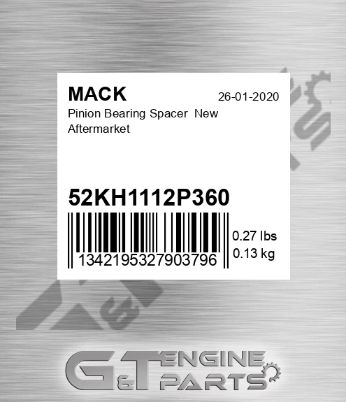 52KH1112P360 Pinion Bearing Spacer New Aftermarket