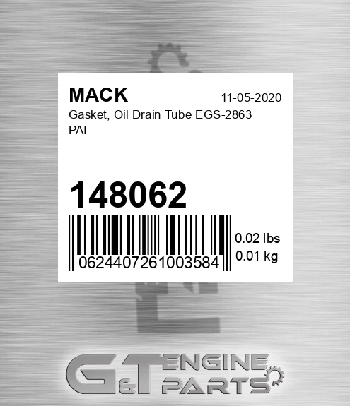 148062 Gasket, Oil Drain Tube EGS-2863 PAI