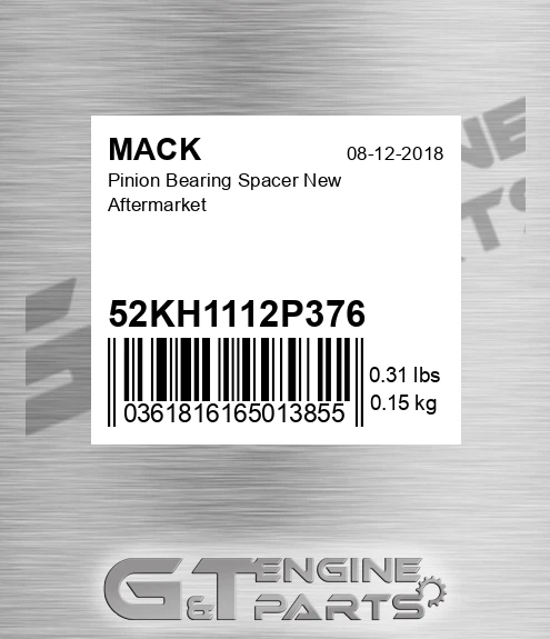 52KH1112P376 Pinion Bearing Spacer New Aftermarket