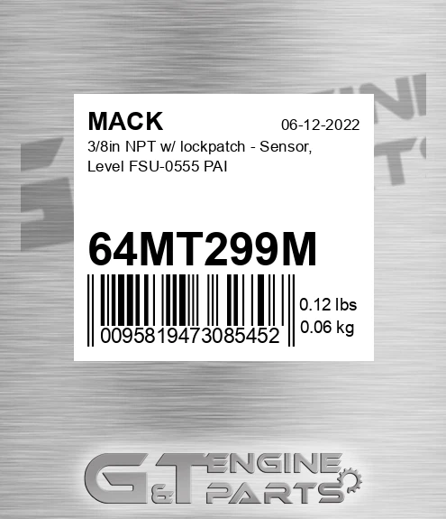 64MT299M 3/8in NPT w/ lockpatch - Sensor, Level FSU-0555 PAI