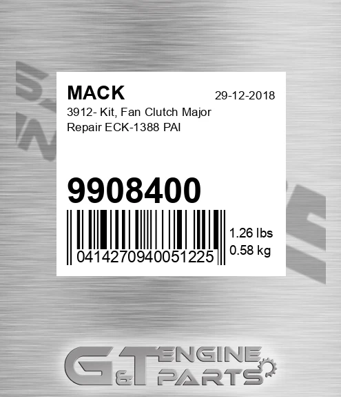 9908400 3912- Kit, Fan Clutch Major Repair ECK-1388 PAI