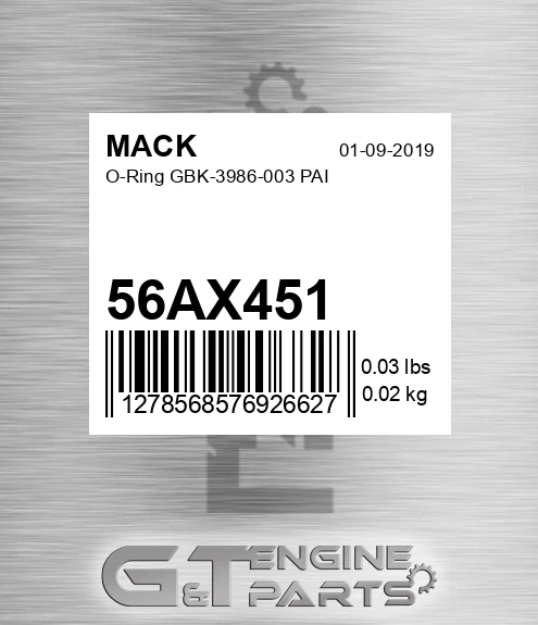 56AX451 O-Ring GBK-3986-003 PAI