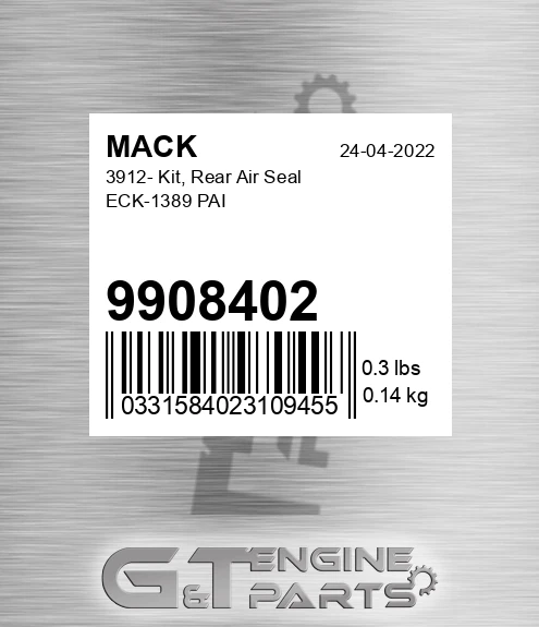 9908402 3912- Kit, Rear Air Seal ECK-1389 PAI