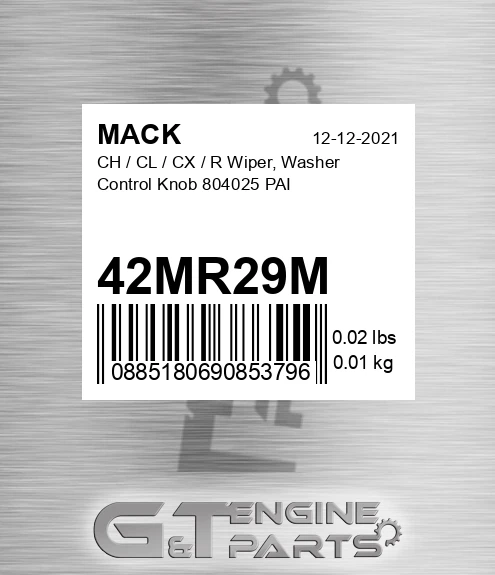 42MR29M CH / CL / CX / R Wiper, Washer Control Knob 804025 PAI