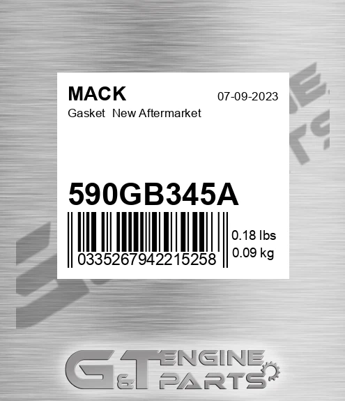 590GB345A Gasket New Aftermarket