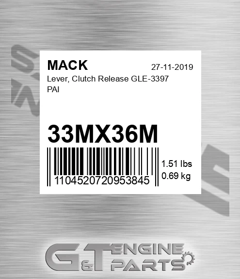 33MX36M Lever, Clutch Release GLE-3397 PAI