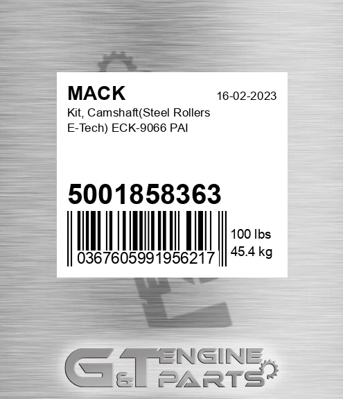 5001858363 Kit, Camshaft Steel Rollers E-Tech ECK-9066 PAI
