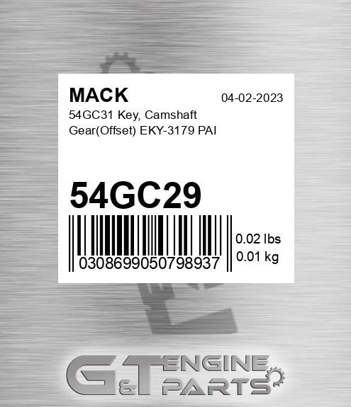 54gc29 54GC31 Key, Camshaft Gear Offset EKY-3179 PAI