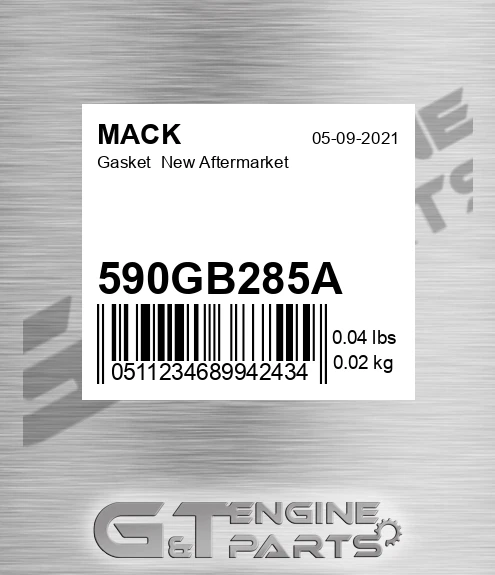590GB285A Gasket New Aftermarket