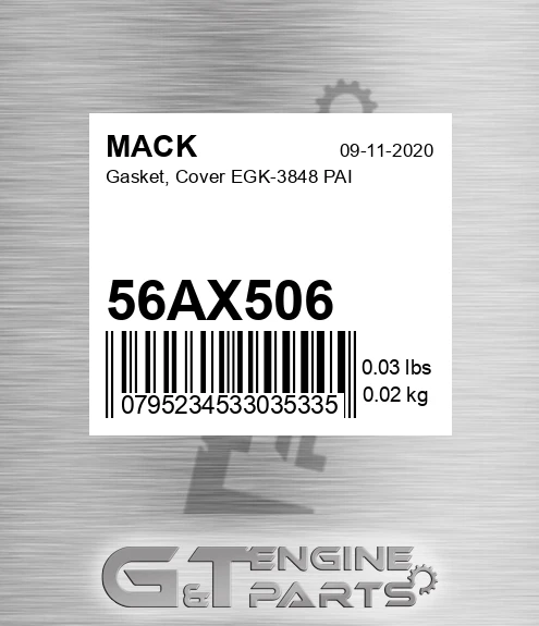 56AX506 Gasket, Cover EGK-3848 PAI