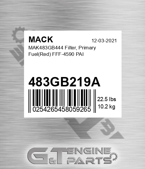483GB219A MAK483GB444 Filter, Primary Fuel Red FFF-4590 PAI