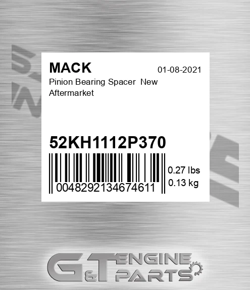 52KH1112P370 Pinion Bearing Spacer New Aftermarket