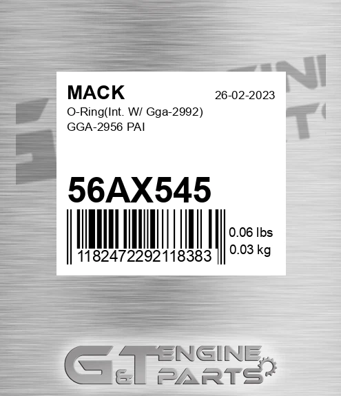 56AX545 O-Ring Int. W/ Gga-2992 GGA-2956 PAI