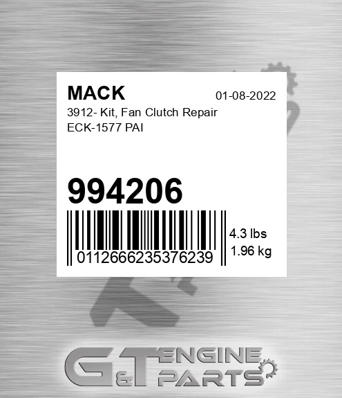 994206 3912- Kit, Fan Clutch Repair ECK-1577 PAI