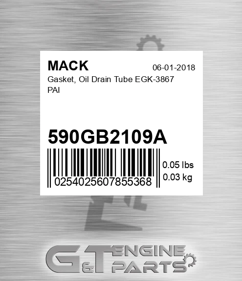 590GB2109A Gasket, Oil Drain Tube EGK-3867 PAI